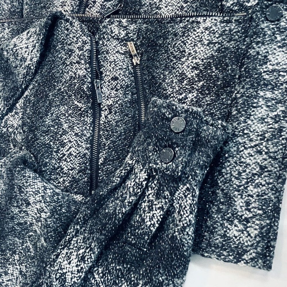Karl Lagerfeld For Macys Impulse Black Wool Silver Spark Extra Small Moto Jacket - Picture 8 of 14